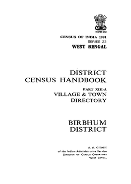 Village & Town Directory, Birbhum, Part XIII-A, Series-23, West Bengal