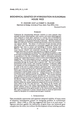 Biochemical Genetics of Hybridisation in European