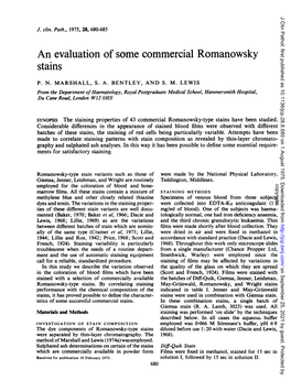 An Evaluation of Some Commercial Romanowsky Stains