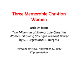 Three Memorable Christian Women