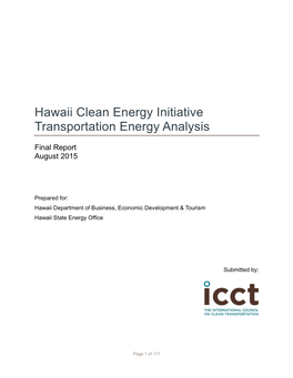 Hawaii Clean Energy Initiative Transportation Energy Analysis