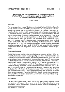 ARTICULATA 2010 25 (1): .29–43 BIOLOGIE Behavioural And