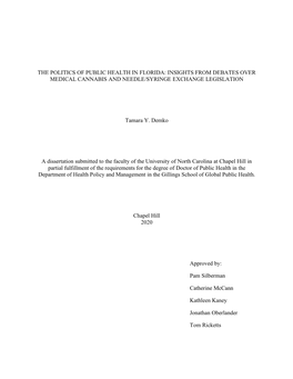 The Politics of Public Health in Florida: Insights from Debates Over Medical Cannabis and Needle/Syringe Exchange Legislation