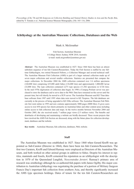 Ichthyology at the Australian Museum: Collections, Databases and the Web