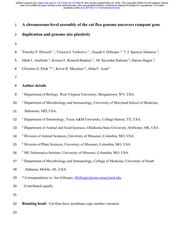 A Chromosome-Level Assembly of the Cat Flea Genome Uncovers Rampant Gene