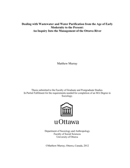 Dealing with Wastewater and Water Purification from the Age of Early Modernity to the Present: an Inquiry Into the Management of the Ottawa River