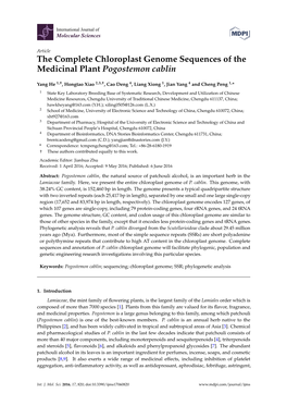 The Complete Chloroplast Genome Sequences of the Medicinal Plant Pogostemon Cablin