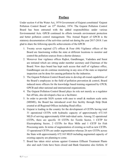 Preface Under Section 4 of the Water Act, 1974 Government of Gujarat Constituted ‘Gujarat Pollution Control Board’ on 15 Th October, 1974