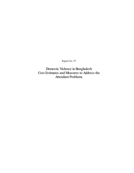 Domestic Violence in Bangladesh Cost Estimates and Measures to Address the Attendant Problems