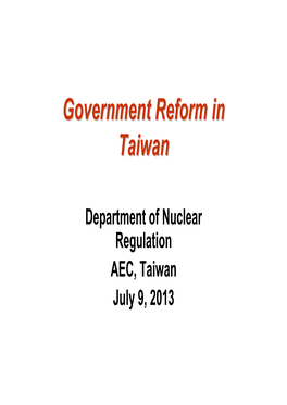 Government Reform in Taiwan