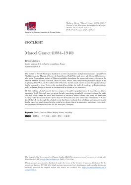 Mathieu: Marcel Granet (1884–1940). JEACS 2020