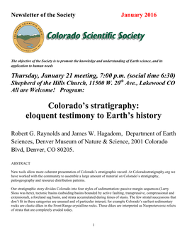 Colorado's Stratigraphy: Eloquent Testimony to Earth's History