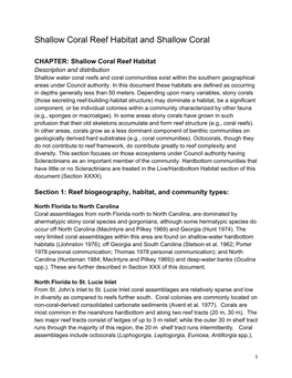 Shallow Coral Reef Habitat and Shallow Coral