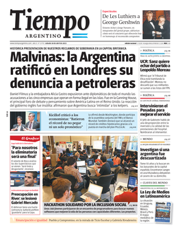 Malvinas: La Argentina Ratificó En Londres Su Denuncia a Petroleras