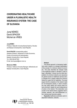 Coordinating Healthcare Under a Pluralistic Health Insurance System: the Case of Slovakia