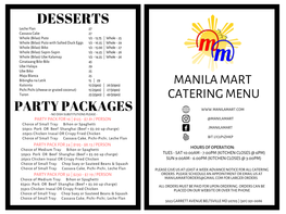 Manila Mart Catering Menu