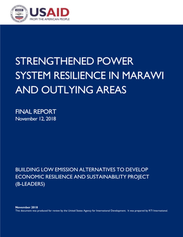 Strengthened Power System Resilience in Marawi and Outlying Areas