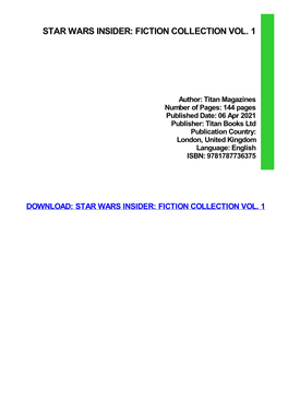 Star Wars Insider: Fiction Collection Vol. 1