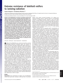 Extreme Resistance of Bdelloid Rotifers to Ionizing Radiation