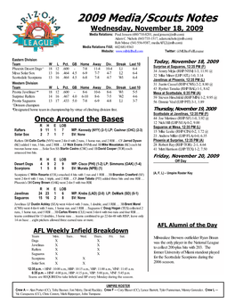 2009 Media/Scouts Notes Wednesday, November 18, 2009 Media Relations: Paul Jensen (480/710-8201, Paul.Jensen@Mlb.Com) Adam C