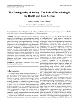 The Role of Franchising in the Health and Food Sectors