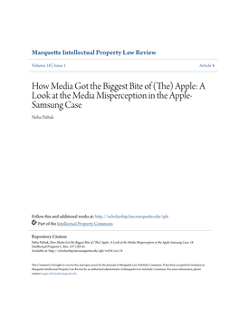 How Media Got the Biggest Bite of (The) Apple: a Look at the Media Misperception in the Apple- Samsung Case Neha Pathak