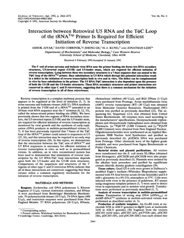 Interaction Between Retroviral U5 RNA and the T4C Loop Of