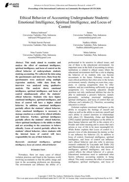 Ethical Behavior of Accounting Undergraduate Students: Emotional Intelligence, Spiritual Intelligence, and Locus of Control