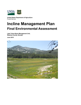 Incline Management Plan Draft Environmental Assessment