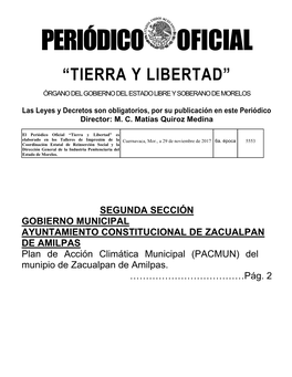 ZACUALPAN DE AMILPAS Plan De Acción Climática Municipal (PACMUN) Del Munipio De Zacualpan De Amilpas