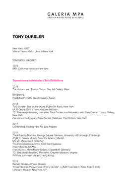 Tony Oursler CV