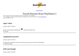 Tutti I Trucchi E Codici Di Rayman M Per Playstation 2