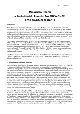 (ASPA) No. 121 CAPE ROYDS, ROSS ISLAND