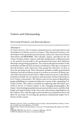 Latinos and Librarianship