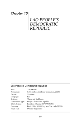 Lao People's Democratic Republic