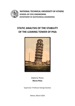 Static Analysis of the Stability of the Leaning Tower of Pisa