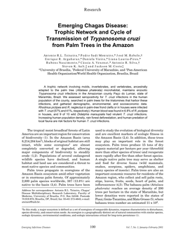 Emerging Chagas Disease: Trophic Network and Cycle of Transmission of Trypanosoma Cruzi from Palm Trees in the Amazon