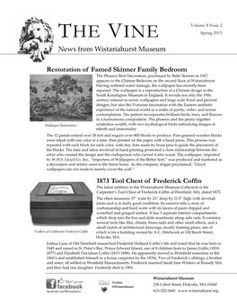 THE VINE Spring 2013 News from Wistariahurst Museum