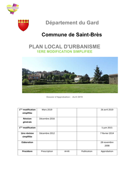 Département Du Gard Commune De Saint-Brès PLAN LOCAL D