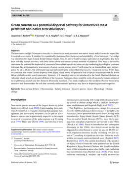 Ocean Currents As a Potential Dispersal Pathway for Antarctica's