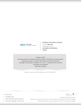 Redalyc.Reading Process and Language Education Linguistic, Educational and Political Aspects Regarding Two Groups in Uruguay: De