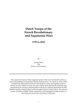 Dutch Troops of the French Revolutionary and Napoleonic Wars