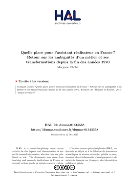 Quelle Place Pour L'assistant Réalisateur En France?