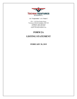 Form 2A Listing Statement