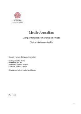 Mobile Journalism Using Smartphone in Journalistic Work Salah Mohammedsalih