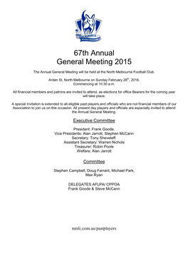 67Th Annual General Meeting 2015