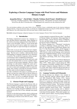 Exploring a Choctaw Language Corpus with Word Vectors and Minimum Distance Length