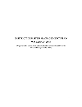 District Disaster Management Plan Wayanad- 2019