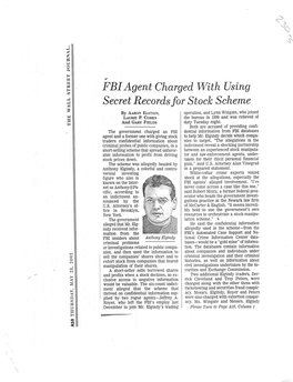 Fbiagent Charged with Using Secret Recordsfor Stock Scheme