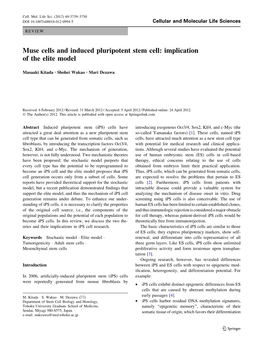 Muse Cells and Induced Pluripotent Stem Cell: Implication of the Elite Model